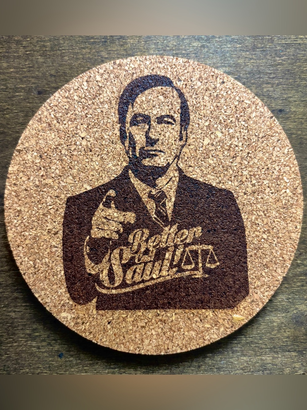 Better Call Saul Saul Goodman Laser Engraved Cork Coaster